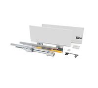 Emuca - Kit cassetto Cucina o Bagno con Guide ad Estrazione Totale e Chiusura Soft, Altezza 185mm e profondità 350mm, Bianco