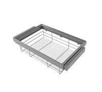 Emuca - Kit cassetto in filo metallico e telaio regolabile Quartz per armadi, chiusura ammortizzata e estrazione totale, modulo da 80 cm, finitura titanio