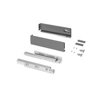 Emuca - Kit cassetto per cucina o bagno, altezza 131mm, profondità 400mm, 30 Kg, chiusura soft, pannelli no inclusi, Acciaio, Grigio antracite