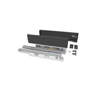 Emuca - Kit cassetto per cucina o bagno, altezza 178 mm, prof. 450 mm, 40 Kg, chiusura soft, pannelli no inclusi, Acciaio, grigio antracita