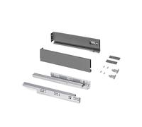 Emuca - Kit cassetto per cucina o bagno, altezza 93 mm, profondità 400mm, 30 Kg, chiusura soft, pannelli no inclusi, Acciaio, Grigio antracite