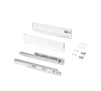 Emuca - Kit cassetto per cucina o bagno, altezza 93 mm, profondità 450mm, 30 Kg, chiusura soft, pannelli no inclusi, Acciaio, Bianco