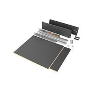 Emuca - Kit cassetto per cucina o bagno con pannelli inclusi e guide con estrazione totale con chiusura soft, altezza 93 mm per modulo 450 mm e profondità 500 mm, grigio antracite.