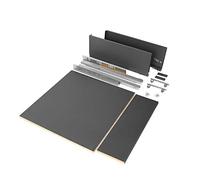 Emuca - Kit cassetto per cucina o bagno con pannelli inclusi e guide con estrazione totale con chiusura soft, altezza 178 mm per modulo 600 mm e profondità 500 mm, grigio antracite.