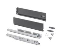 Emuca - Kit cassetto per cucina o bagno con regolazione 3D, altezza 131 mm, profondità 450 mm, 40 Kg, chiusura soft, pannelli no inclusi, Acciaio, grigio antracita
