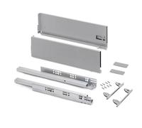 Emuca - Kit cassetto per cucina o bagno con regolazione 3D, altezza 178 mm, profondità 400 mm, 40 Kg, chiusura soft, pannelli no inclusi, Acciaio, grigio