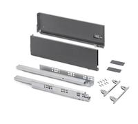 Emuca - Kit cassetto per cucina o bagno con regolazione 3D, altezza 178 mm, profondità 450 mm, 40 Kg, chiusura soft, pannelli no inclusi, Acciaio, grigio antracita