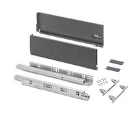 Emuca - Kit cassetto per cucina o bagno con regolazione 3D, altezza 178 mm, profondità 500 mm, 60 Kg, chiusura soft, pannelli no inclusi, Acciaio, grigio antracita