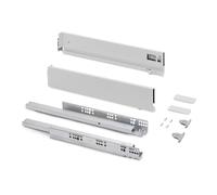 Emuca - Kit cassetto per cucina o bagno con regolazione 3D, altezza 93 mm, profondità 300 mm, 40 Kg, chiusura soft, pannelli no inclusi, Acciaio, bianco