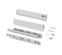 Emuca - Kit cassetto per cucina o bagno con regolazione 3D, altezza 93 mm, profondità 500 mm, 60 Kg, chiusura soft, pannelli no inclusi, Acciaio, bianco