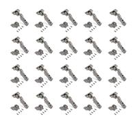 Emuca - Kit cerniera a scodellino X91 con chiusura ammortizzata e basetta per vite, Apertura 105º, Titanio, Acciaio, 20 u.