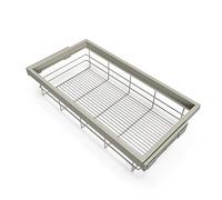 Emuca - Kit cestello in filo metallico e telaio con guide a chiusura morbida per armadio, regolabile, modulo 900mm, Grigio pietra