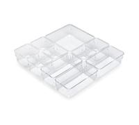 Emuca - Kit di 10 contenitori organizer per cassetti, Plastica, Trasparente - NU