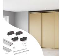 Emuca - Kit di ferramentaper Flow2 2 porte scorrevoli e armadio con chiusura soft con binari di superficie 2,35 m, pannelli non inclusi, Anodizzato opaco