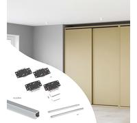 Emuca - Kit di ferramentaper Flow2 2 porte scorrevoli e armadio con chiusura soft con binari incassati 2,35 m, pannelli non inclusi, Anodizzato opaco