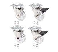 Emuca - Kit di Ruote Slip Trasparenti con Piastra di Montaggio, Ø 50, Acciaio e Tecnoplastica, 1 Kit