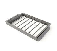 Emuca - Kit portapantaloni a 7 aste e telaio regolabile Quartz per armadi, chiusura ammortizzata e estrazione totale, modulo 80 cm, finitura Titanio