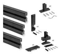 Emuca - Kit profilo minuteria di montaggio a L, Alluminio e zamak, Nero testurizzato, 3 unità