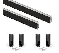 Emuca - Kit tubo per armadio Luxe, 0,75 m, Color nero, Alluminio e Tecnoplastica, Lotto di 2