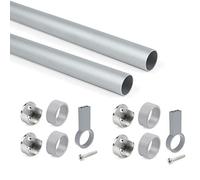 Emuca - Kit tubo per armadio rotondo D. 28, 1150 mm, alluminio, Anodizzato opaco, Lotto di 2