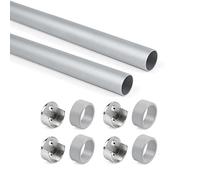 Emuca - Kit tubo per armadio rotondo D. 28, 750 mm, alluminio, Anodizzato opaco, Lotto di 2