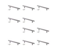 Emuca - Lotto di 10 maniglie per mobili Orlando, L136mm, interasse 96mm, Acciaio, Nichel satinato