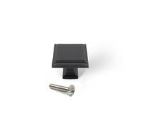 Emuca - Lotto di 10 pomoli per mobili, 31.5x31.5mm, Zama, Verniciato nero