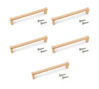 Emuca - Lotto di 5 maniglie per mobili, L173mm, interasse 160mm, Alluminio, Verniciato oro