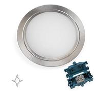 Emuca - Luce LED per mobile, faretto led da incasso, nessun convertitore necessario, diametro 84 mm, acciaio e plastica, nichel satinato.
