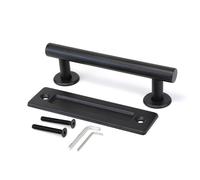 Emuca - Maniglia per porte scorrevoli in legno, lunghezza 240 mm, interasse 180 mm, Acciaio, texture Nera