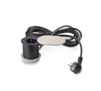 Emuca - Multiconnettore con coperchio scorrevole Vertikal, diametro 60 mm, 1 presa Schuko, 1 USB Tipo A, 1 USB Tipo C, Acciaio e Tecnoplastica, Acciaio inossidabile