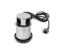 Emuca Multiconnettore Vertikal Push diametro 100mm, 3 spine Schuko, 1 USB-A, 1 USB-C