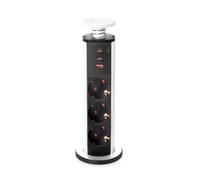 Emuca - Multipresa estraibile, 3 prese Schuko, 1 USB A + 2 USB C, Bianco