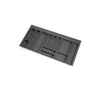Emuca - Organizzatore di posate, organizzatore cassetto cucina, vaschetta portaposate, 12 scomparti, modulo 100 cm, plastica, Grigio Antracite