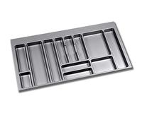 Emuca - Organizzatore di posate, organizzatore cassetto cucina, vaschetta portaposate, 12 scomparti, modulo 100 cm, plastica, Grigio