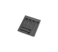 Emuca - Organizzatore di posate, organizzatore cassetto cucina, vaschetta portaposate, 6 scomparti, modulo 45 cm, plastica, Grigio Antracite