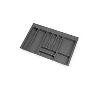 Emuca - Organizzatore di posate, organizzatore cassetto cucina, vaschetta portaposate, 9 scomparti, modulo 80 cm, plastica, Grigio Antracite