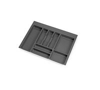 Emuca - Organizzatore di posate, organizzatore cassetto cucina, vaschetta portaposate, 8 scomparti, modulo 70 cm, plastica, Grigio Antracite
