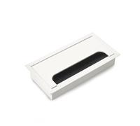 Emuca - Passacavi da tavolo, rettangolare, 160x80 mm, da incasso, Alluminio, Verniciato bianco