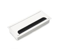 Emuca - Passacavi da tavolo, rettangolare, 269x80 mm, da incasso, Alluminio, Verniciato bianco