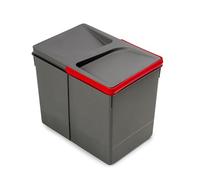 Emuca - Pattumiera, Scomparti di Riciclaggio per Base da Tagliare, Vassoio Altezza 266 mm e capacità 15 Litri, Colore: Grigio, Altezza 266 mm (1 x 15 L)