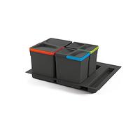 Emuca - Pattumiere per cassetto, contenitori raccolta differenziata con base rifilabile, kit di cestini altezza 216mm con base 60cm