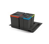 Emuca - Pattumiere per cassetto, contenitori raccolta differenziata con base rifilabile, kit di cestini altezza 266mm con base 60cm