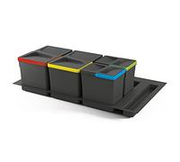 Emuca - Pattumiere per cassetto, contenitori raccolta differenziata con base rifilabile, kit di cestini altezza 216mm con base 90cm