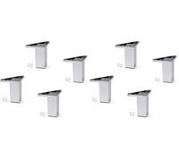 Emuca - Piedini per mobili in plastica, gambe per mobili, set di 8 piedini, cromato, altezza 100 mm, con viti di montaggio