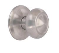 Emuca - Pomello rotondo per porte esterne di ingresso, Modello Ferola, Maniglia per porta d'ingresso Ø70mm, Acciaio inox, Nichel satinato