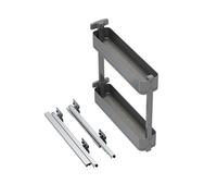 Emuca - Portabottiglie laterale estraibile Harmony con chiusura soft, modulo 150mm, altezza 700mm, Acciaio e Legno, Grigio antracite