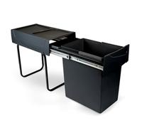 Emuca - Recycle 1x20lt per il montaggio sul fondo e l'estrazione manuale in cucina, Tecnoplastica, Nera