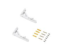 Emuca - Reggipiani pieghevoli, 203mm, Set di 2 staffe pieghevole per mensola a muro, carico max. 40kg, Verniciato bianco, Acciaio