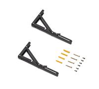 Emuca - Reggipiani pieghevoli, 303mm, Set di 2 staffe pieghevole per mensola a muro, carico max. 50kg, Verniciato nero, Acciaio